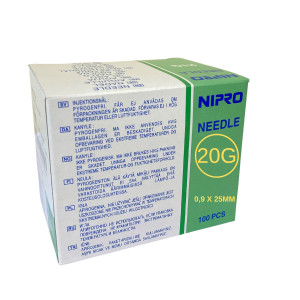 Agujas Esteriles NIPRO 0,90 x 25 Caja 100 Unids (20g)